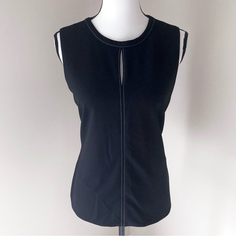 White House Black Market Black Crepe Shell Size L - Picture 5 of 11